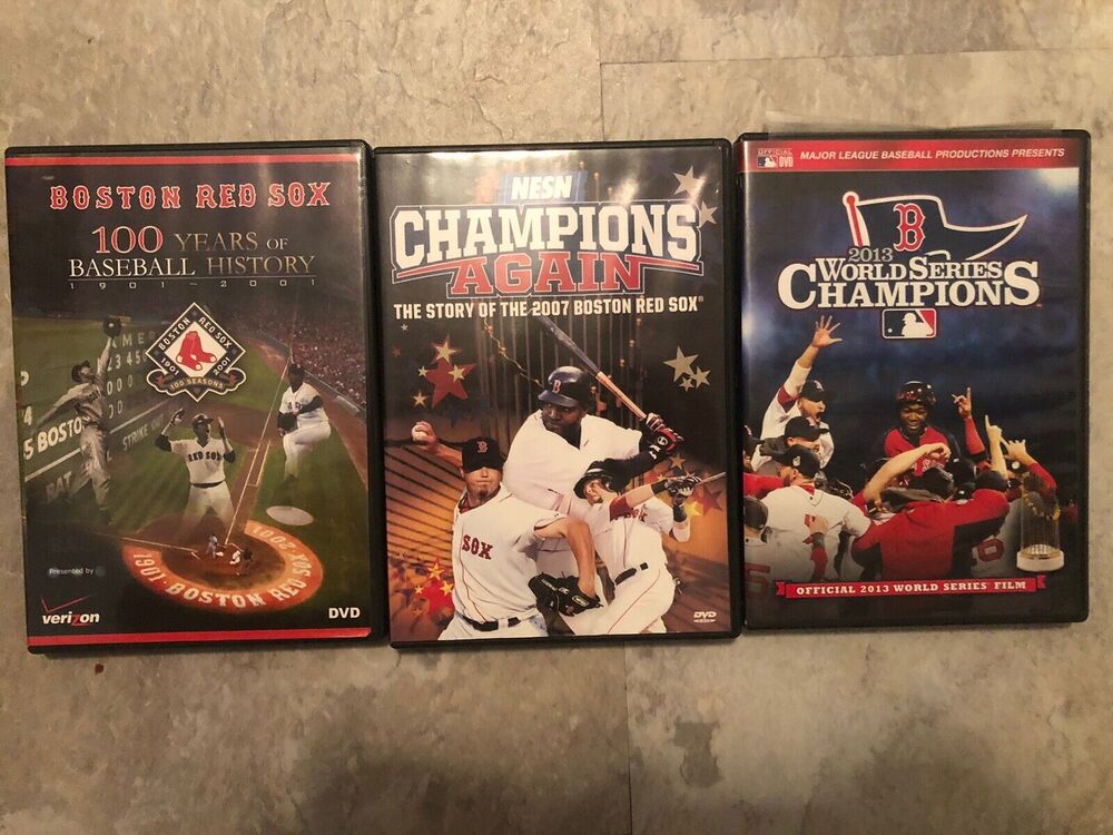 Lot of 3 Boston Red Sox MLB DVD's 2007- 2013- 100 Years of Baseball History RSOX
